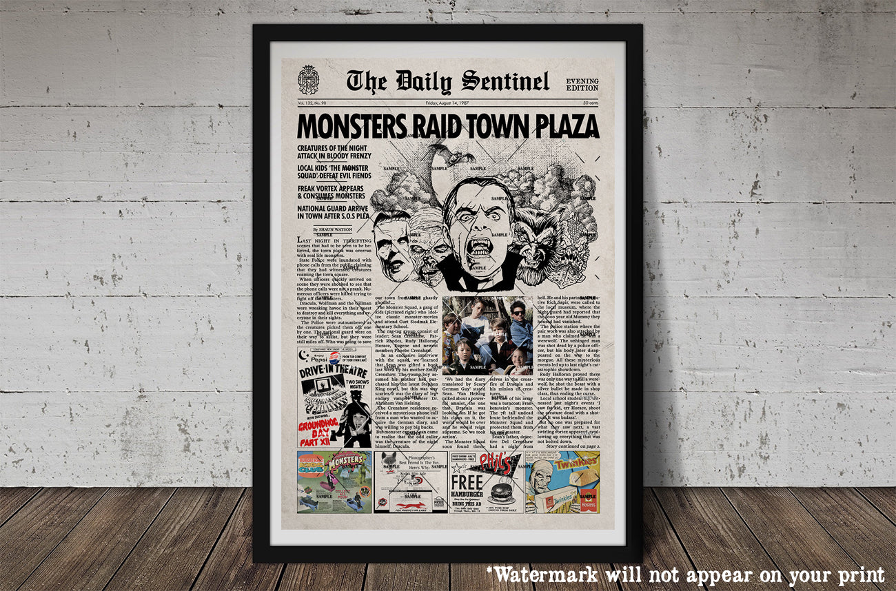 The Monster Squad Newspaper poster Print