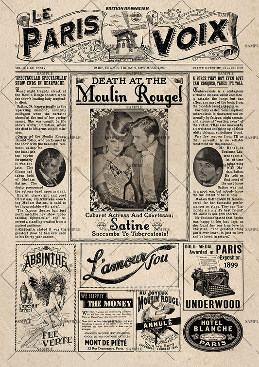 Moulin Rouge Newspaper Poster Print