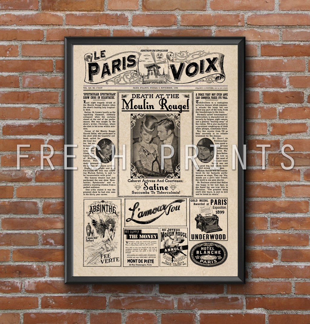 Moulin Rouge Newspaper Poster Print