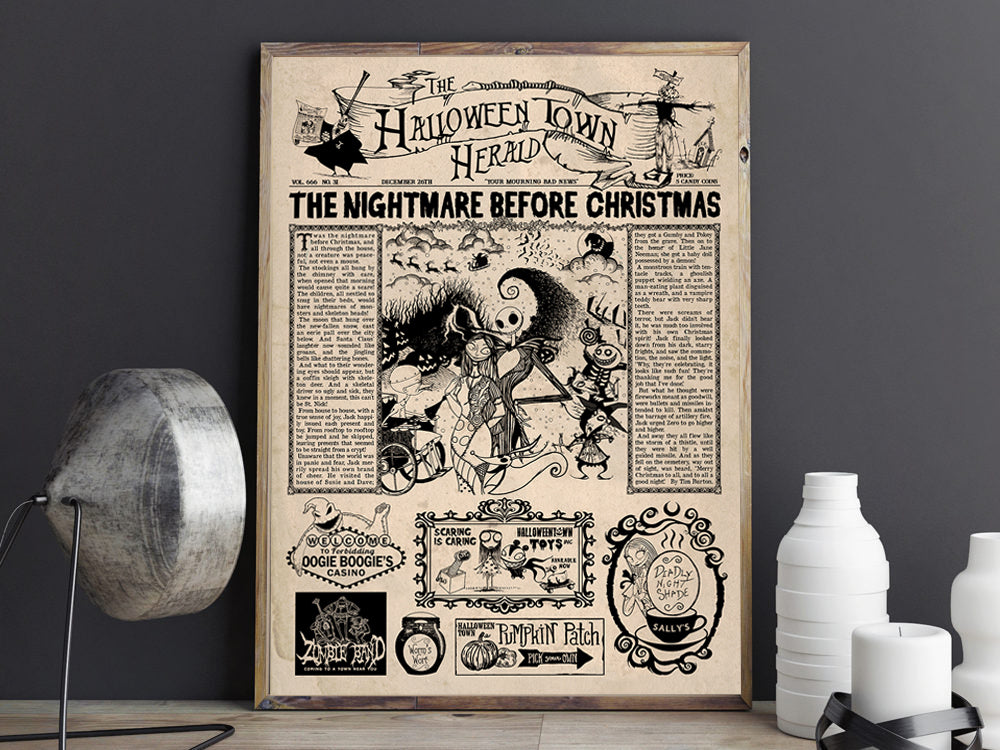The Nightmare Before Christmas Newspaper Poster Print