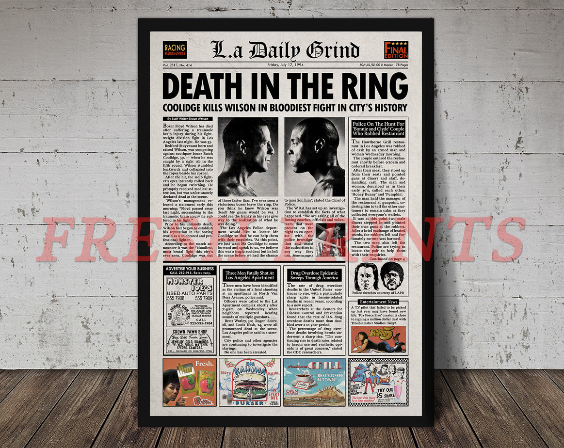 Pulp Fiction Newspaper Poster Print