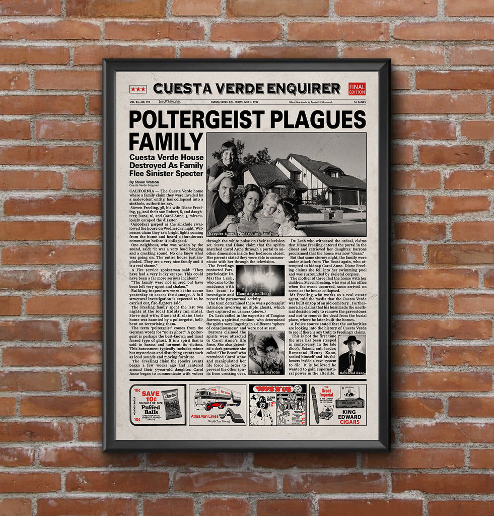 Poltergeist 1982 Newspaper poster print