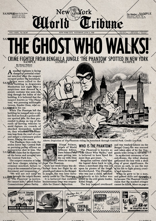 The Phantom 1996 Newspaper Poster Print