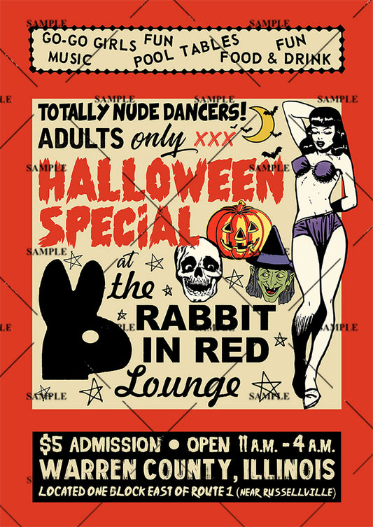 Halloween The Rabbit In Red Lounge Halloween Movie Poster Print
