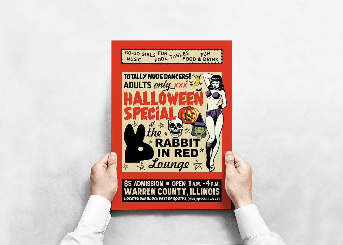 Halloween The Rabbit In Red Lounge Halloween Movie Poster Print