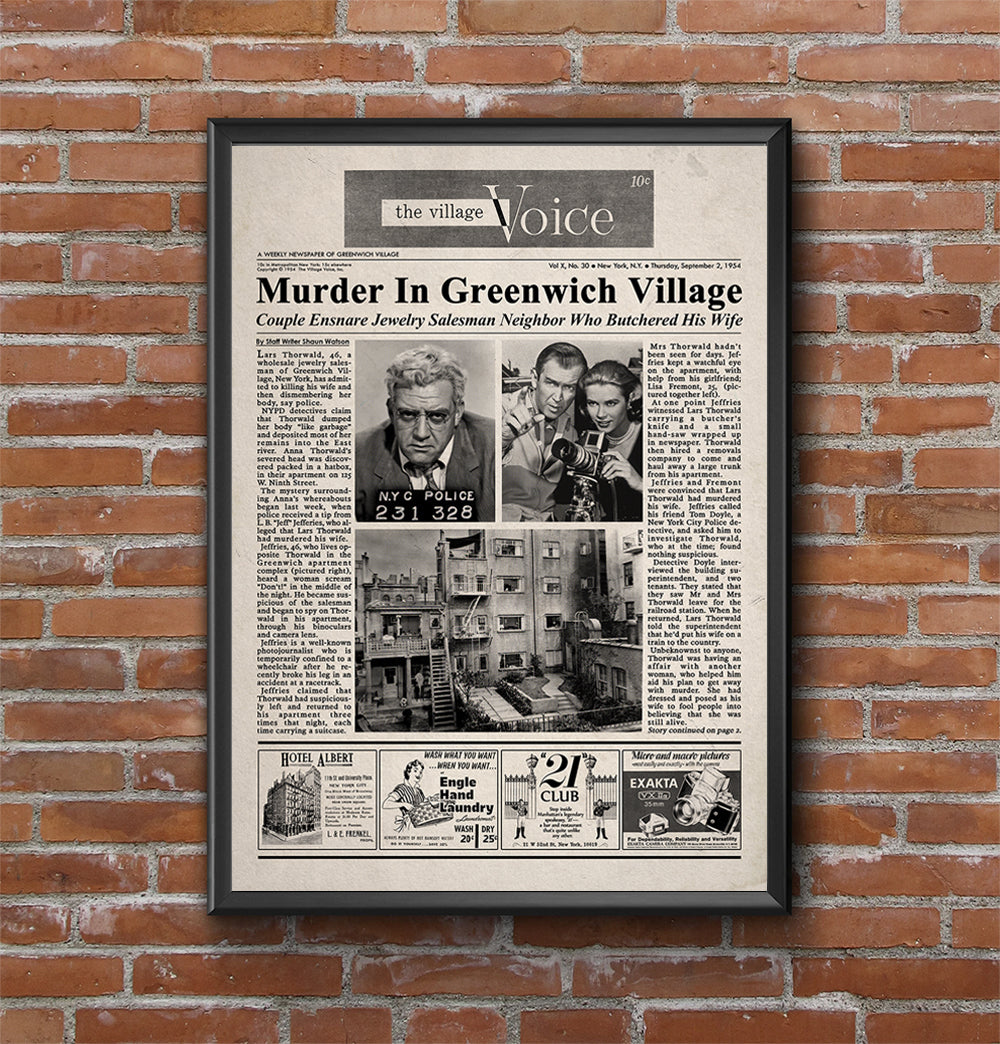 Rear Window Newspaper Poster Print