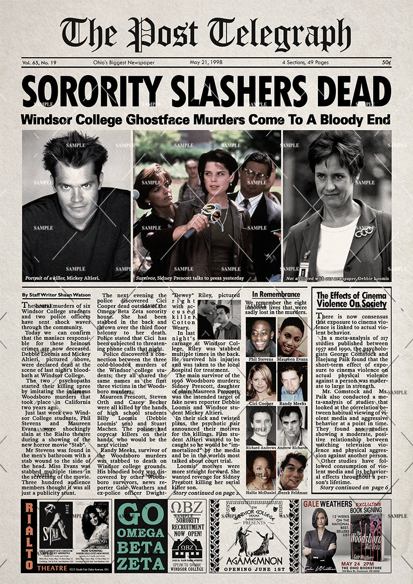 Scream 2 Newspaper poster print