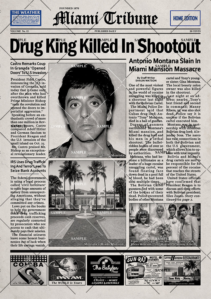 Scarface Newspaper Poster print