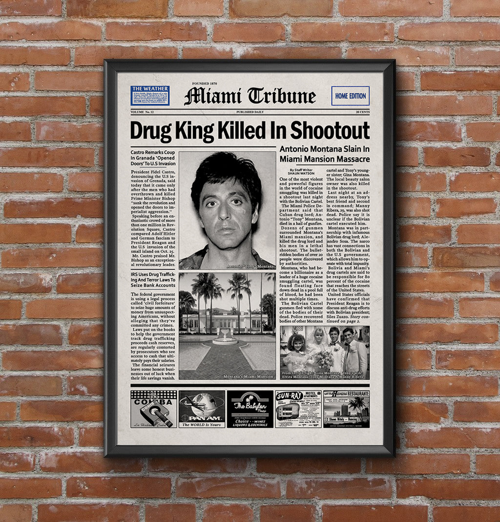 Scarface Newspaper Poster print