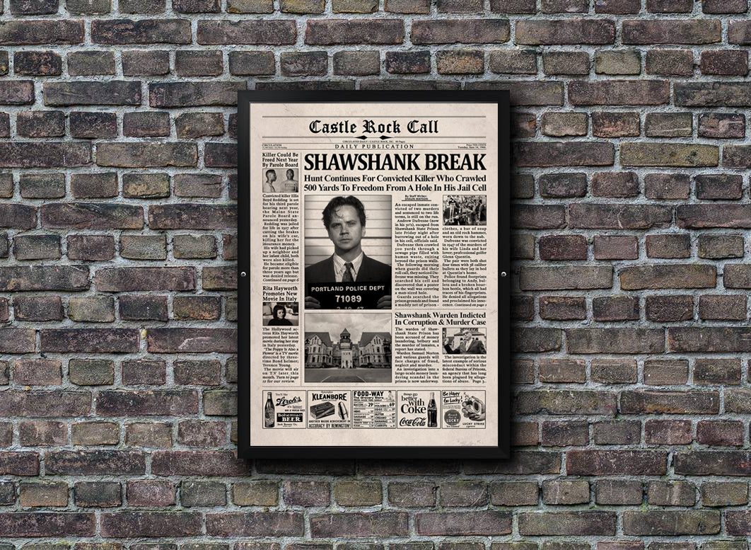 The Shawshank Redemption Newspaper Poster print