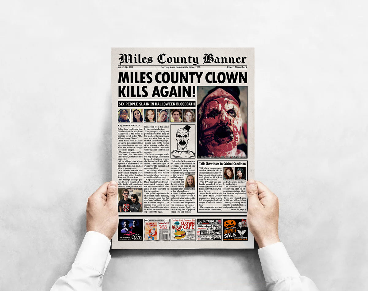 Terrifier 2 Newspaper Poster print