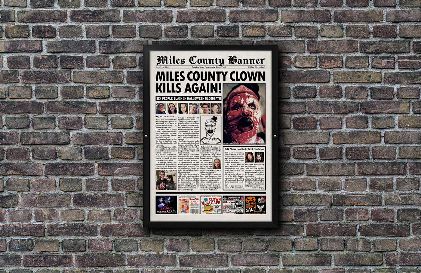 Terrifier 2 Newspaper Poster print