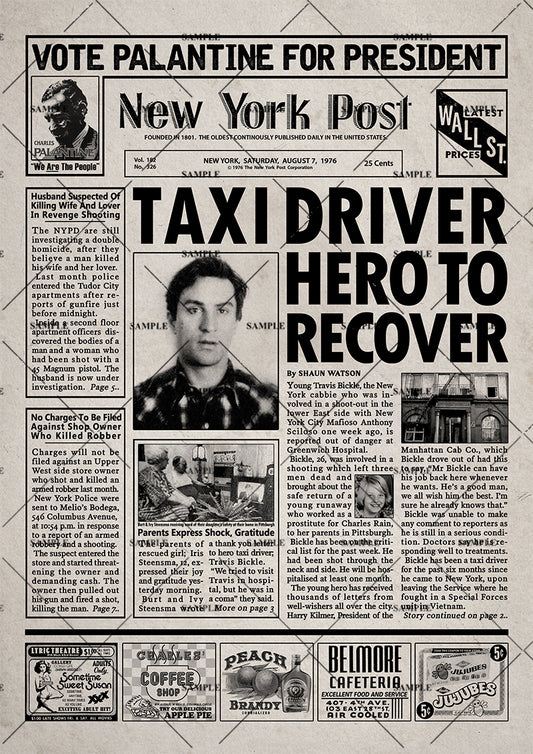 Taxi Driver Newspaper Poster print