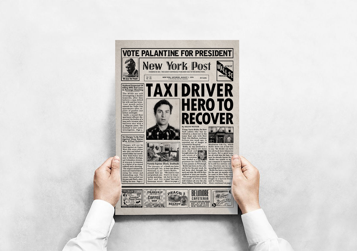 Taxi Driver Newspaper Poster print