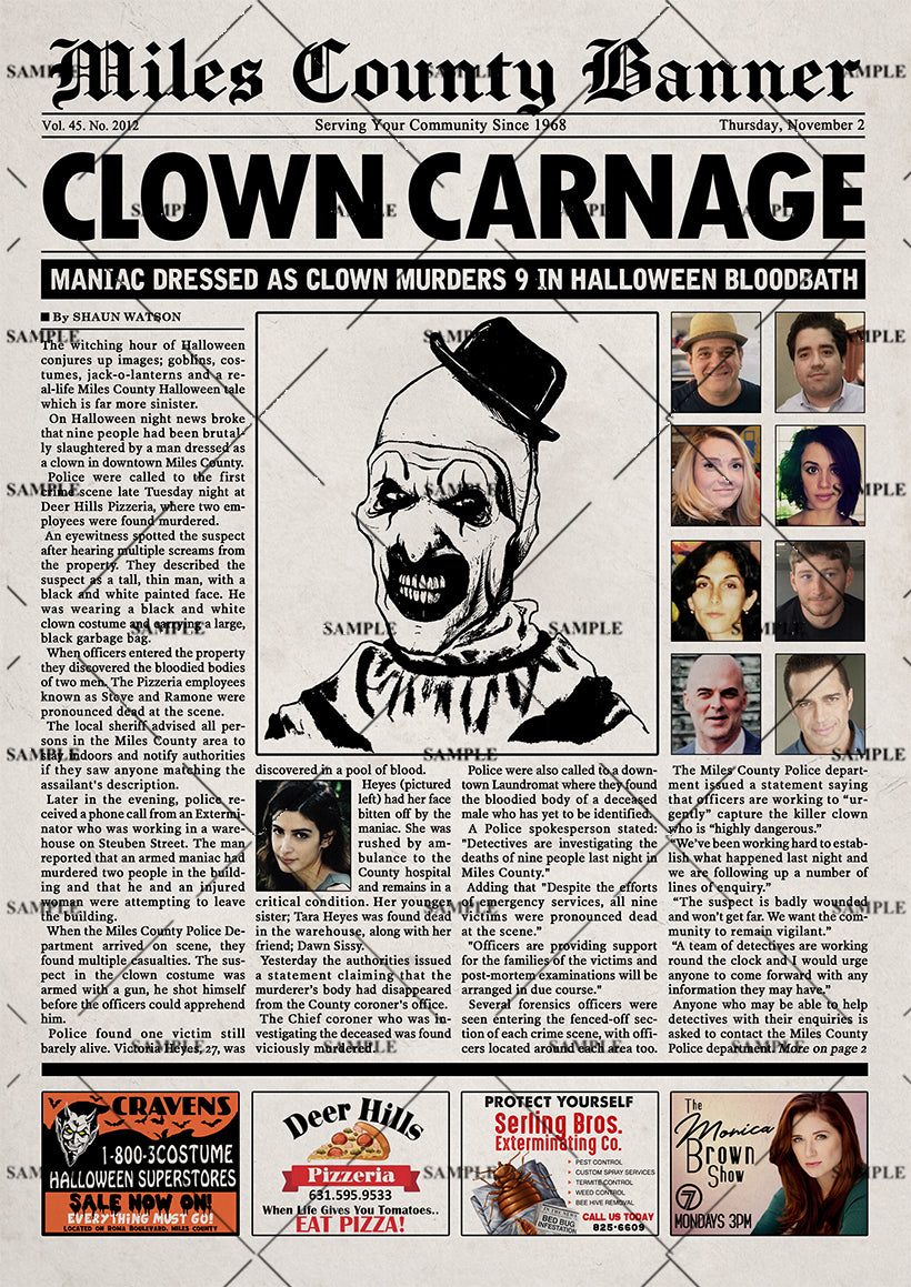 Terrifier Newspaper Poster print – CultClippings