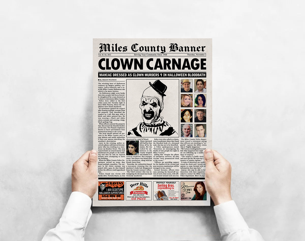 Terrifier Newspaper Poster print