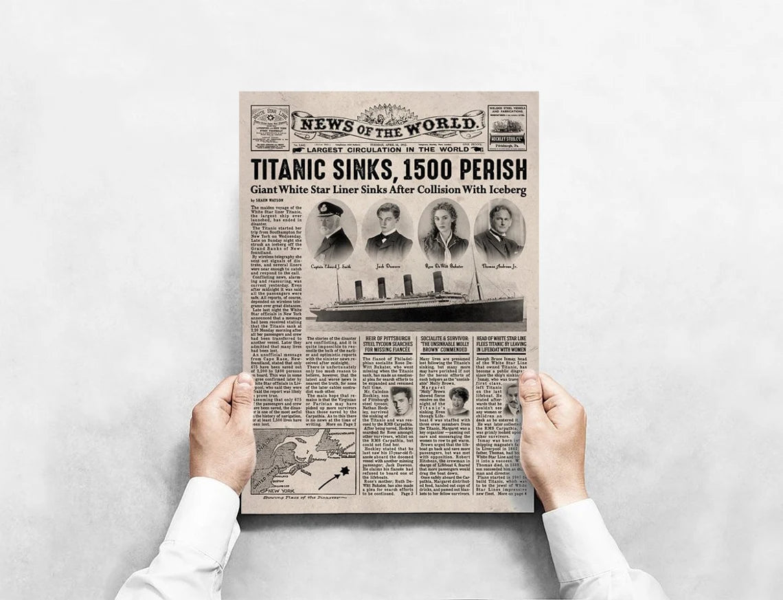 Titanic 1997 Film Newspaper Poster Print