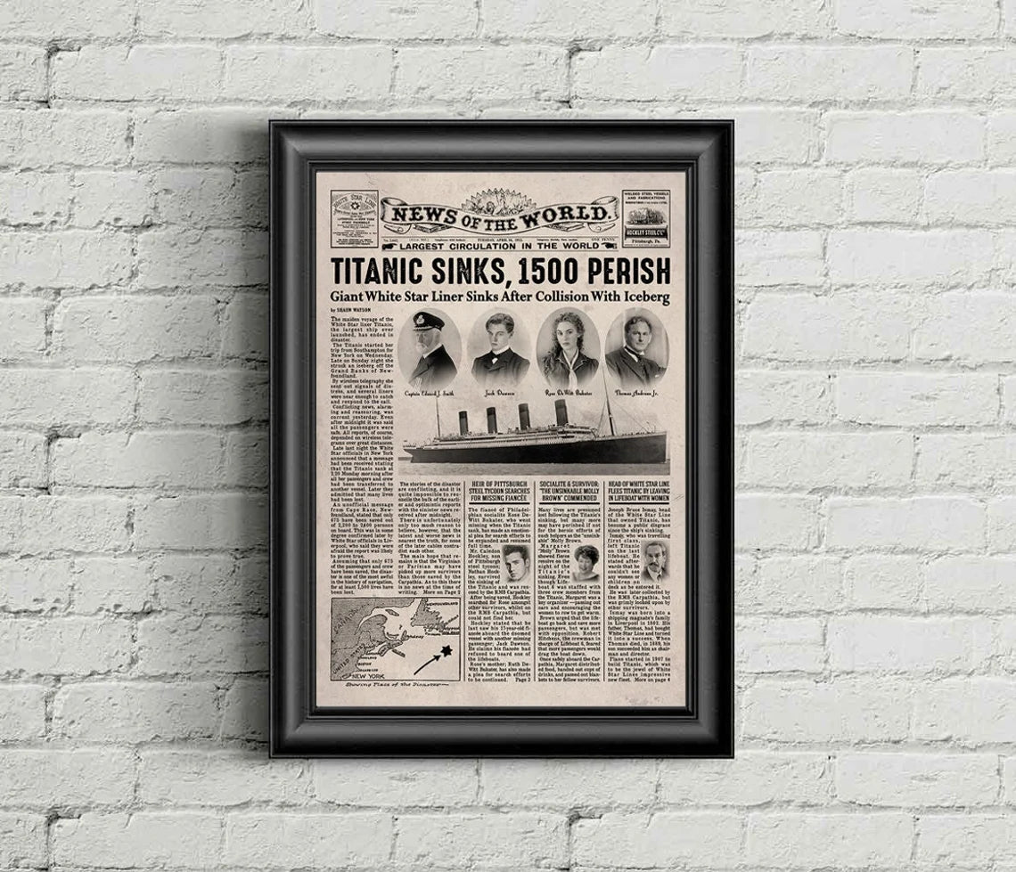 Titanic 1997 Film Newspaper Poster Print