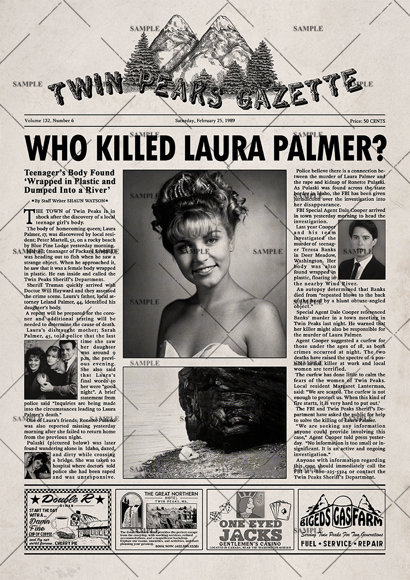 Twin Peaks Newspaper Poster Print