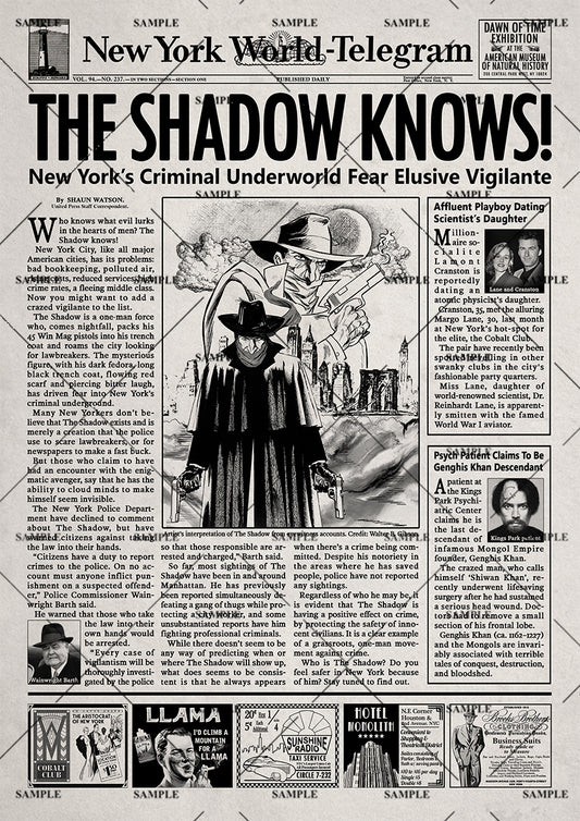 The Shadow 1994 Newspaper Poster Print