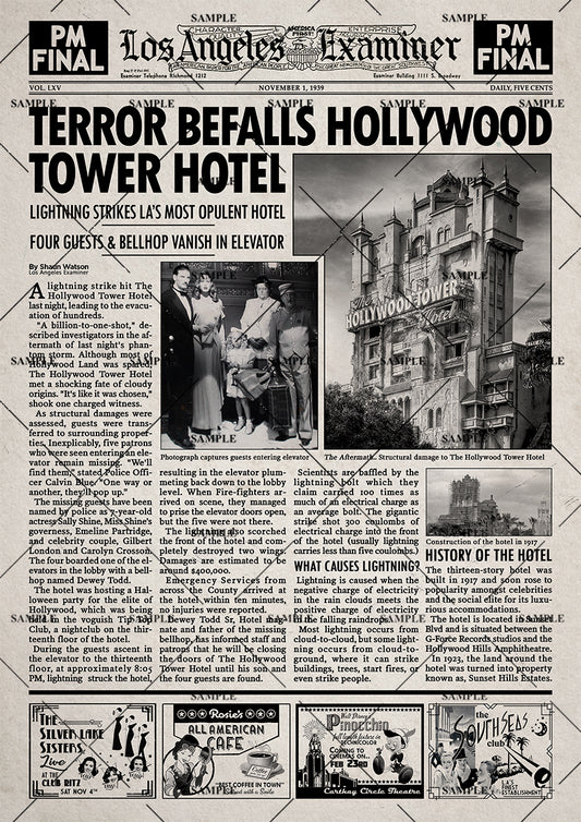 The Twilight Zone Tower of Terror Newspaper print