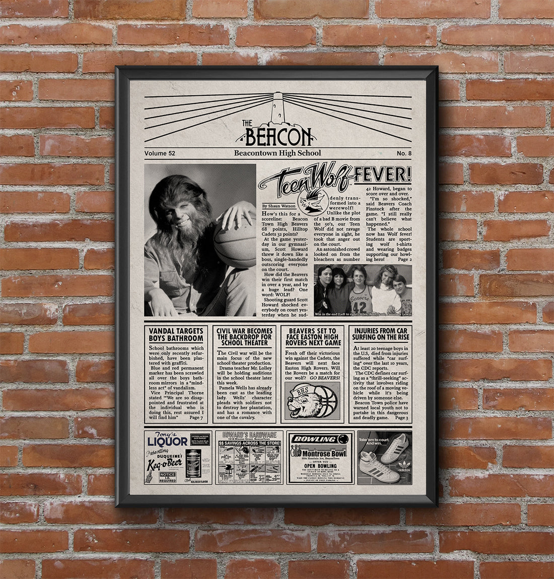 Teen Wolf 1985 Movie Newspaper Poster Print