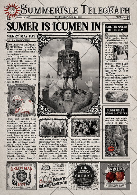 The Wicker Man 1973 Newsaper Poster Print